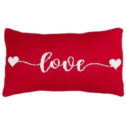 Подушка в'язана Прованс Love 30х45 см червона/біла