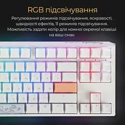 Клавіатура Ducky One 3 TKL Cherry MX Blue RGB White UA (DKON2187ST-CUAPXPWWWSC1) - мініатюра 9