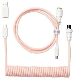 Кабель Keychron USB-A/USB-C USB-C заряджання/синхронізації Keychron, 1.36м, Type-C, Coiled Aviator, рожевий (CAB15_KEYCHRON)