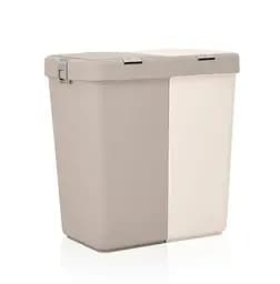 Кошик для білизни Motek подвійний бежевий/молочний 40+40 л (MT-09)