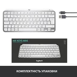 Клавіатура Logitech MX Keys Mini Wireless Illuminated UA Pale Grey (920-010499) - мініатюра 10