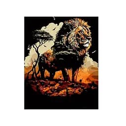 Картина за номерами Strateg Король лев на чорному фоні 40х50 см