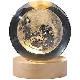 Декоративный 3D ночник Хрустальный шар + дерево LED светильник Луна Теплый свет 5В