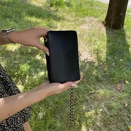 Міні сумка клатч жіноча через плече крос-боді для телефону чорна стьобана на ланцюжку - мініатюра 8
