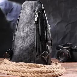 Чоловіча сумка через плече з натуральної шкіри 21284 Vintage чорна - мініатюра 7