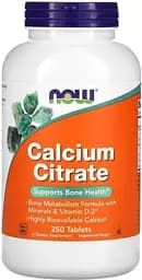 Вітаміни та мінерали NOW Calcium Citrate Tablets, 250 таблеток