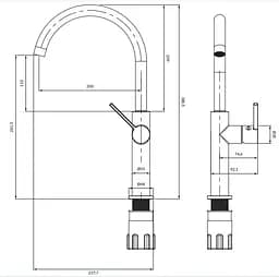 Змішувач для кухні Omnires Tula graphite (TL6050GR) графітовий - мініатюра 2