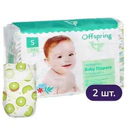 Підгузки Offspring Hairykiwi розмір S (3-6 кг) 96 шт. (2 уп. х 48 шт.)