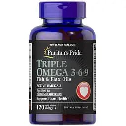 Жирні кислоти Puritan's Pride Triple Omega 3-6-9 Fish Flax Oils, 120 капсул