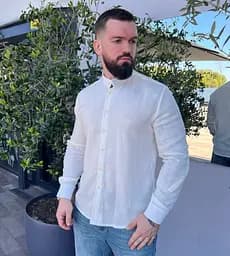 Сорочка чоловіча з мусліну 32771 3XL молочна