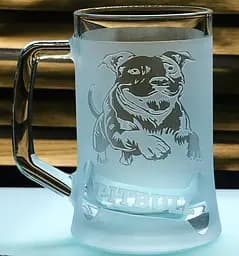 Келих для пива 660 мл з ручкою з гравіюванням Пітбуль ідеальний подарунок для власника собаки чи поціновувача