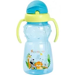 Поильник-непроливайка Курносики с силиконовой трубочкой с ручками 300 мл голубой (7024 гол)