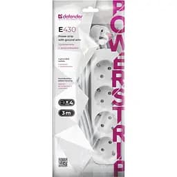 Мережевий фільтр Power filtr 3.0м Defender E430, 4 розетки, з заземленням (992260) - мініатюра 2