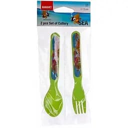 Набор детская ложка+вилка из пластика Banquet Sea 13см