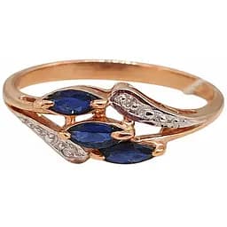 Золотое кольцо с бриллиантами и сапфиром. RS70016K 18,5