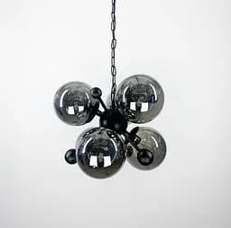 Підвісна люстра у чорному каркасі з графітовими плафонами Line.F 0666/6 BK+GR