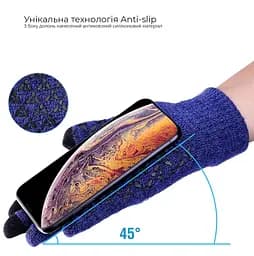 Рукавички для сенсорних екранів ArmorStandart Melange Blue/Black size L (ARM59869) - мініатюра 2