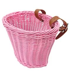 Корзина на детский велосипед / самокат 20х16х16 см плетеный ретро розовый (G0001893)