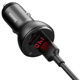 Автозарядний потужний Baseus U+U 45 W Digital Display Dual SCP Quick Charger Car Charger CCBX-B0G - мініатюра 2