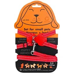 Шлея для кроликів Dog Extreme з повідцем 30-45х1.5/115 см червона (6963)