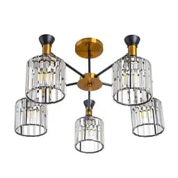 Люстра потолочная Brille в спальню E27 60W BK+GDB (LK-715S/5)