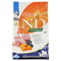 Сухий беззерновий корм для дорослих собак середніх та великих порід Farmina N&D Grain Free Pumpkin Dog Lamb&Blueberry Adult Medium&Maxi, гарбуз, ягня та чорниця, 2,5 кг