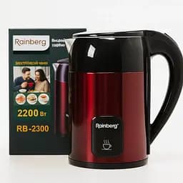 Электрочайник из нержавеющей стали Rainberg RB-2300 Дисковый электро чайник бытовой 1.8л для горячих напитков Красный