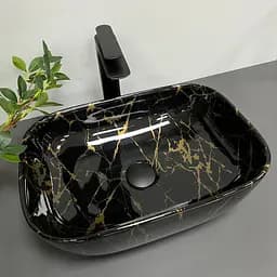 Умивальник VBI Ravenna marble black накладний VBI-011207, Чорний - мініатюра 3