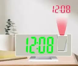 Дзеркальний годинник з проектором часу 3618LP настільний електронний з будильником, календарем та вбудованим термометром ∙ зелене підсвічування - мініатюра 6
