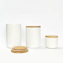 Ємність для зберігання МВМ My Home 1000 мл біла (KP-13 L WHITE/WOOD) - мініатюра 2