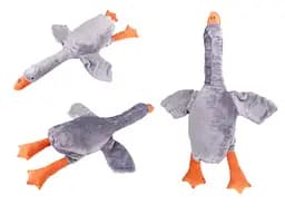 Мягкая игрушка Гусь, подушка обнимашка, 100 см, серый, травка, М100-С