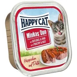 Вологий корм Happy Cat Minkas Duo Geflugel + Rind для котів паштет в соусі з птицею та яловичиною 100 г