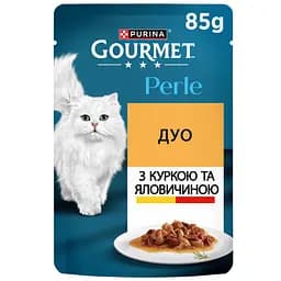 Влажный корм для кошек Gourmet Perle Duo с говядиной и курицей 85 г