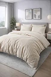 Комплект постельного белья евро 200х220 сатин кремовый TC303376200