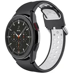 Ремінець для Samsung Galaxy Watch 4 - чорно-білий ширина кріплення 20мм силікон перфорація розмір L Watchbands Uniq (WB00S4GALAXYUNIQ2)