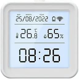 Розумний Wi-Fi датчик температури та вологості повітря Tuya SmartLife 2 з підсвічуванням wifi термометр гігрометр White