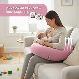 Подушка для вагітних та годування Sei Design трикотаж гіпоалергенна, наволочка з бавовни на блискавці пудра 30 х 190 см (8000036178*003) - мініатюра 5