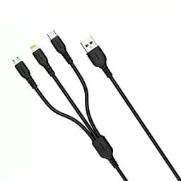 Кабель 3 в 1 Denmen D16V - Lightning + microUSB + Type-C комбо