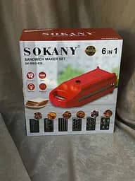 Мультимейкер 6в1 Sokany SK-BBQ-836 двосторонній пекар з антипригарним покриттям 700Вт Червоний - мініатюра 9