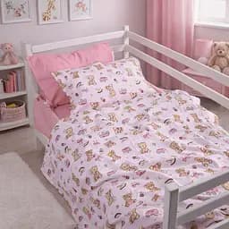 Комплект постільної білизни MirSon Ranforce Elite Little Teddy pink 110x140 см (2200012567883)