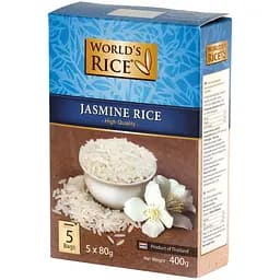 Рис World's rice Жасмин шлифованный длиннозернистый 400 г (476235)