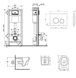 Набір Q-tap Nest 4 в 1 підвісний унітаз Jay Ultra Quiet 485x360x320 + комплект інсталяції QT07335177W45137 - мініатюра 2