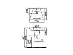 Раковина Idevit Vega 50x65 2801-0505-07, Чорний - мініатюра 2