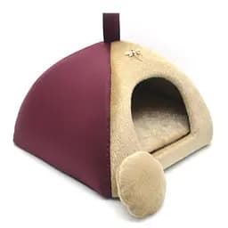 Будиночок юрту для котів та собак Zoo-hunt Хутро бордове №1 39х39х31 см