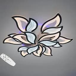 Розкішна стельова LED-люстра для вітальні Diasha 9033/6+3BK LED 3color, чорна, 220 W, 95 см