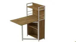 Стіл книжка з етажеркою Практик 1 Ferrum-decor 1200x640x990 Білий метал ДСП Дуб Артізан 16 мм (FRD-104623) - мініатюра 4