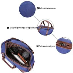 Дорожня сумка текстильна середня 20084 Vintage синій - мініатюра 8