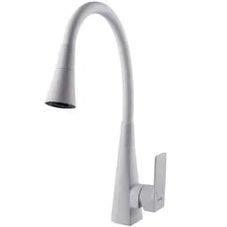 Змішувач для кухні Globus Lux NIAGARA GLN-0203SM-WM одноважільний поворотний латунний з білим матовим покриттям - мініатюра 4