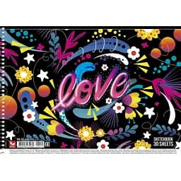 Альбом для малювання Школярик Яскрава картинка з написом love 30 аркушів (PB-SC-030-541)