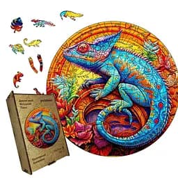 Пазл дерев'яний Екзотичний Хамелеон, А3, 200 елементів, Картонна коробка